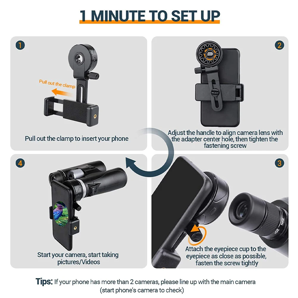 

Universal Adjustable Scope Mount Monocular Binocular Telescope Cell Phone Photography Adapter Stable Shooting Support For