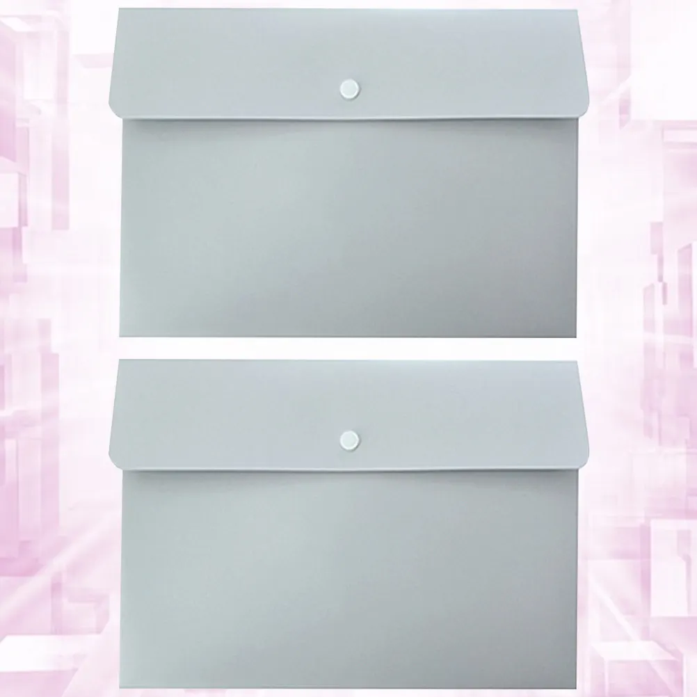 

2Pcs A4 Transparent PP Document Folders Waterproof Buckle Closure File Pockets for Office Home School Paper Storage