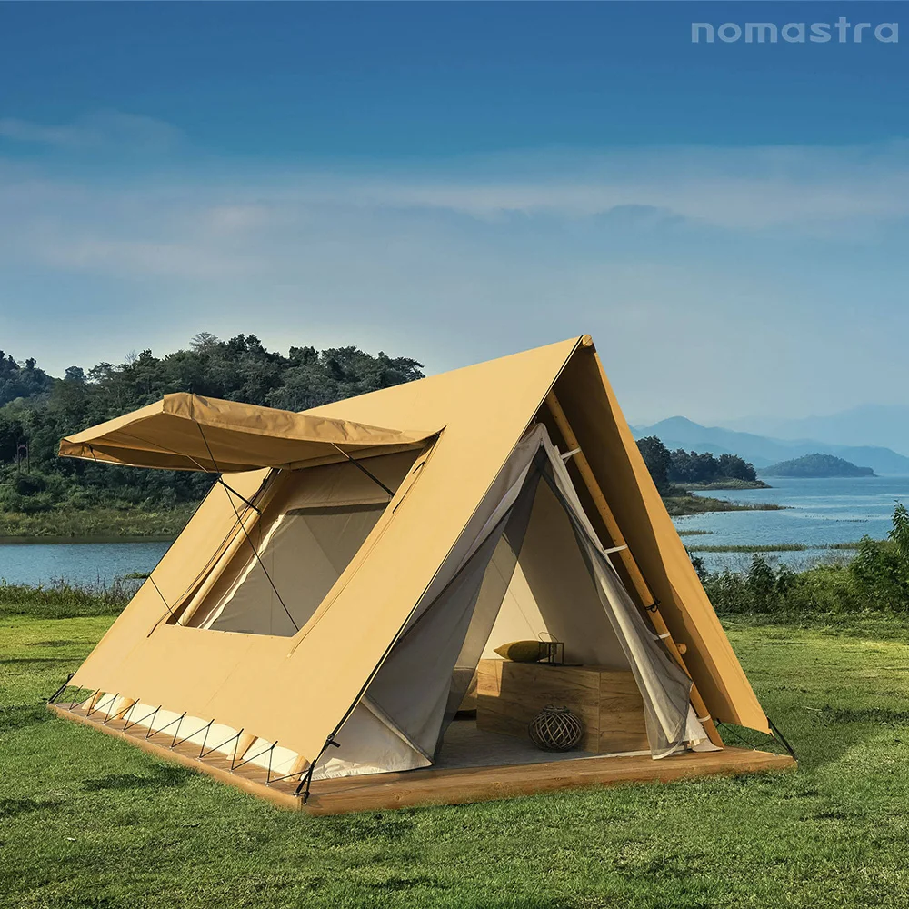 Luxury Triangle Tent for Outdoor Camping Waterproof Sunshade Glamping Shelter for Desert & Garden Premium Triangle Glamping Tent