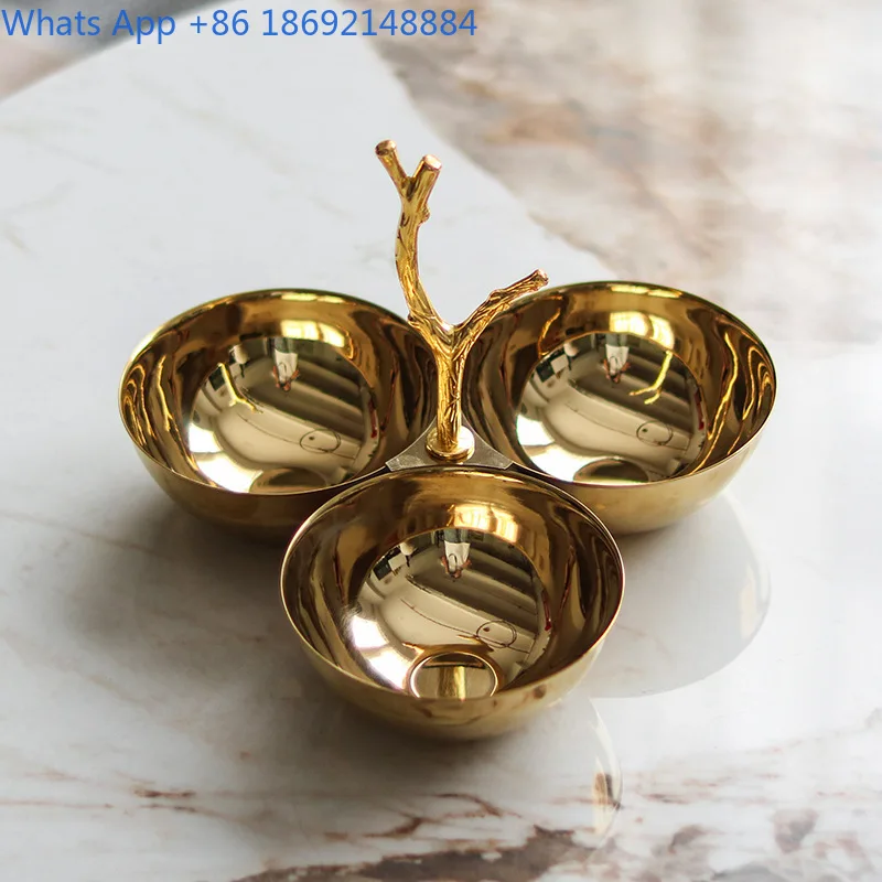 Luxury Three Tier Fruit Bowl Modern Chinese Style Artistic Branch Snack Candy Dry Fruit Serving Tray Decorative Plate