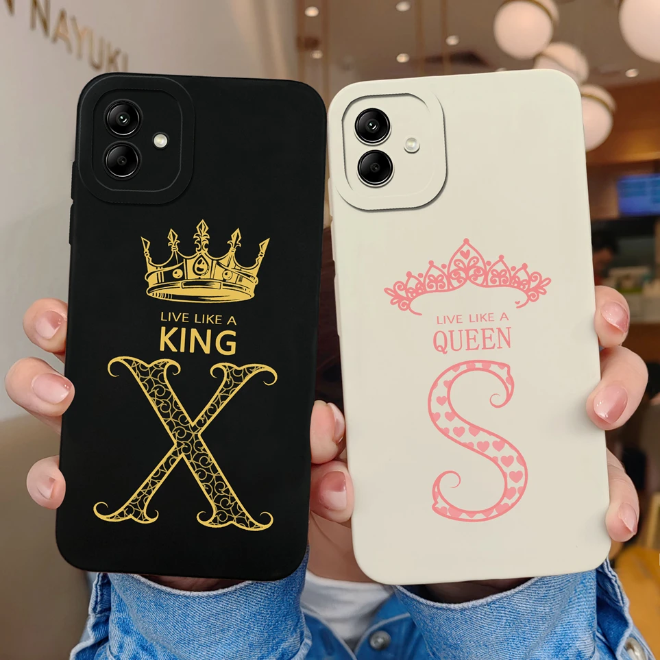 Cases For Samsung Galaxy A04 4G A04E A05 A05S King Queen Initial Letter Cover Protective Funda For A 04 A 04E A 05 A 05S Coque