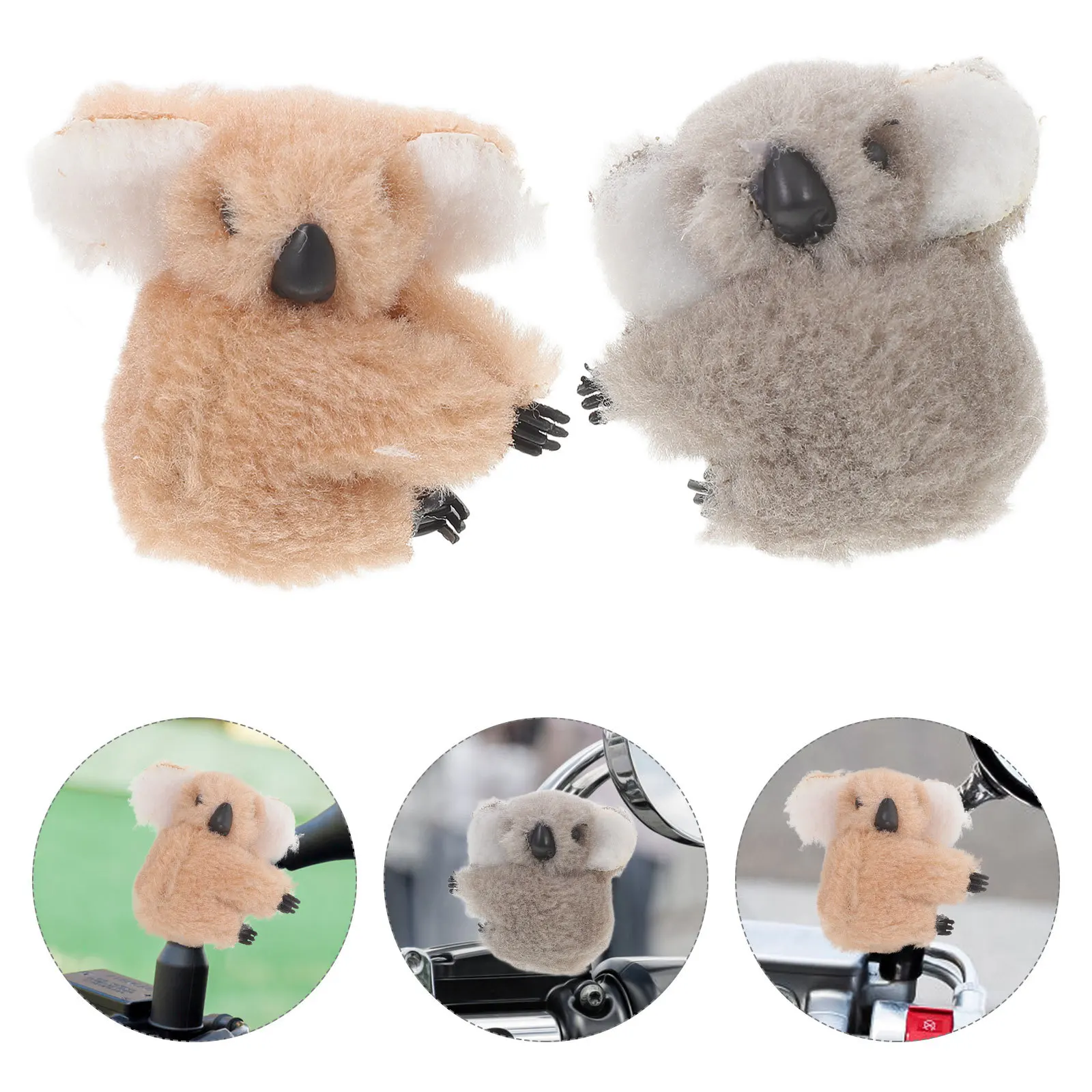 2pcs Motorcycle Mirror Handlebar Decor Koala Cute Stuffed Animal For Rear View Handle Electric Bike Accessories Women Ride
