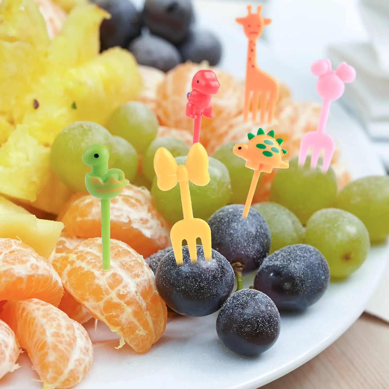 62 Pcs Animal Fruit Forks Set For Kids Children\'s Cartoon Mini Food Picks With Fruit Vegetable Cutter Shapes Lunch Box Accesso