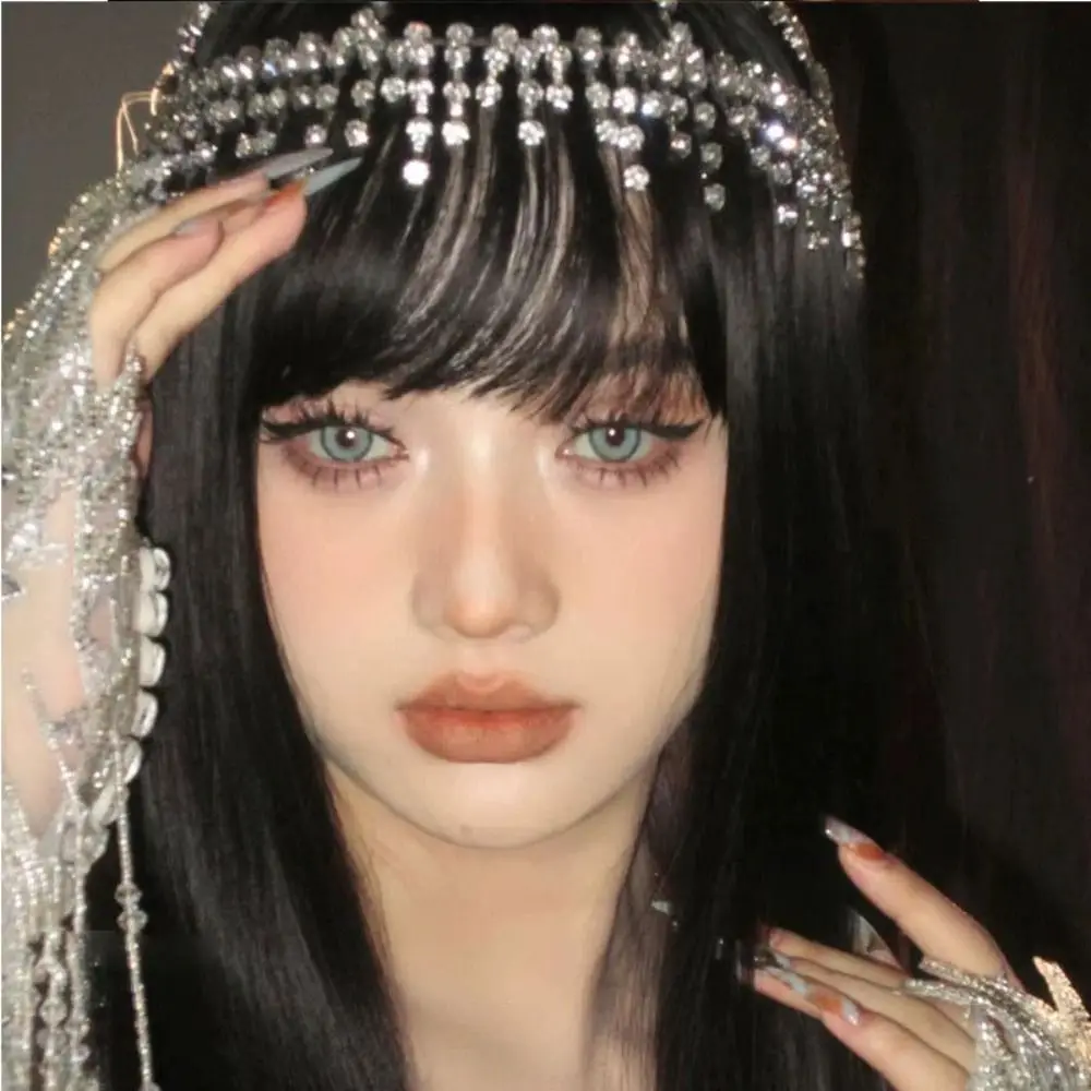 

Performance Show Crystal Rhinestone Hairband Bride Wedding Tassel Starry Shiny Head Chain Mesh Luxury Boho Headband