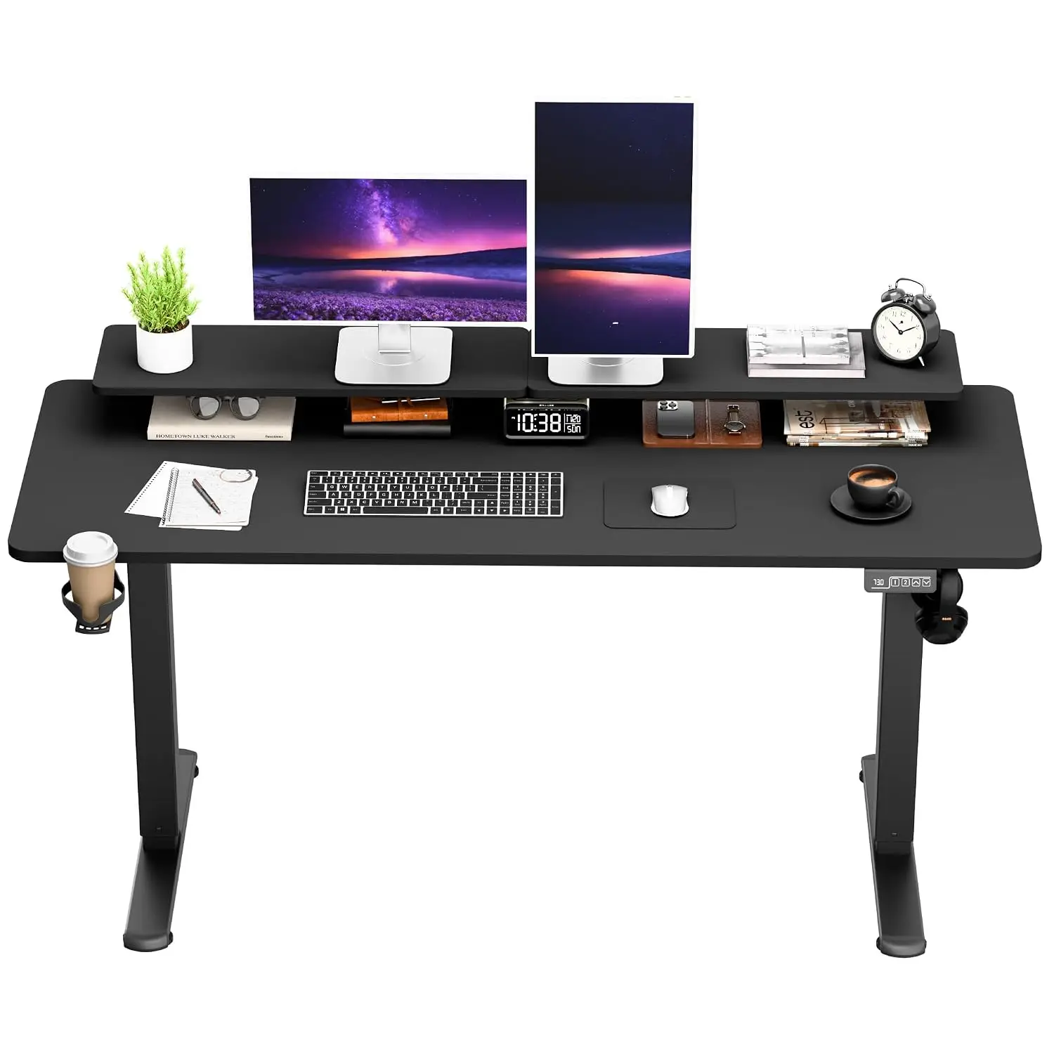 Electric Standing Desk 63x24 Inch Height Adjustable Sit Stand Home Office Desk With Monitor Stand, Customized