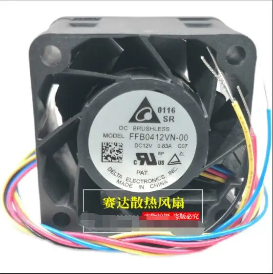 

Delta Electronics FFB0412VN-00 DC 12V 0.83A 40x40x28mm 4-Wire Server Cooling Fan