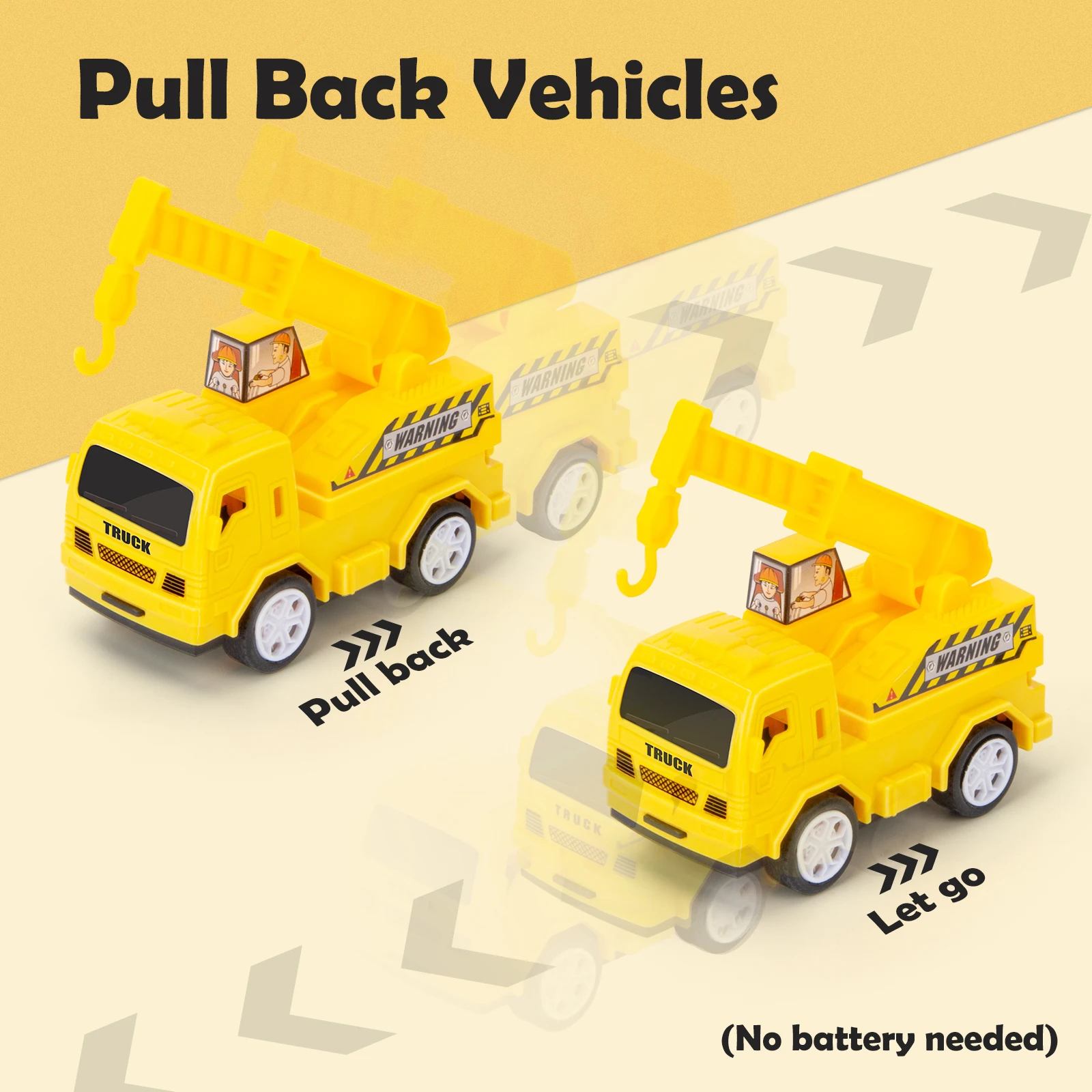 Set di giocattoli per veicoli da costruzione, giocattoli per ragazzi, include veicoli da costruzione pull-back, gru a torre e altri accessori e mappe di scena, interazione familiare/regali per le vacanze/Natale