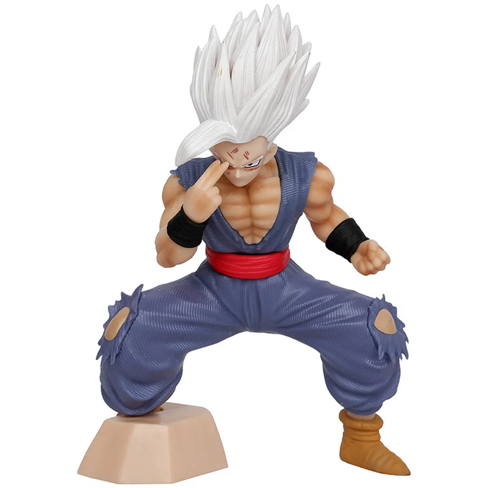 Anime Dragon Ball Gohan figura de bestia Super Saiyan pelo blanco Son Gohan PVC colección de figuras de acción modelo juguete regalo para niños