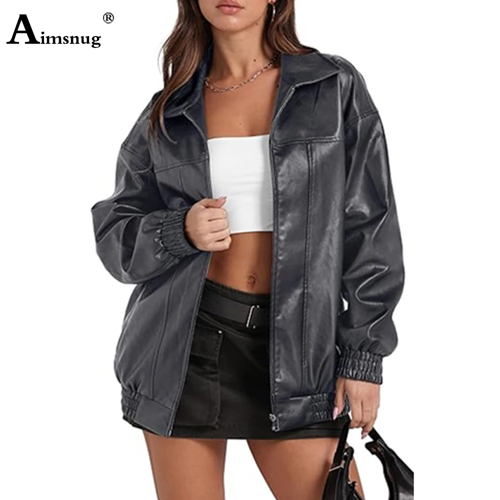 Черные кофейные куртки из искусственной кожи, новинка 2023 года, осенняя мода, верхняя одежда на молнии, женские базовые пальто, женская куртка с зубцами Hommes