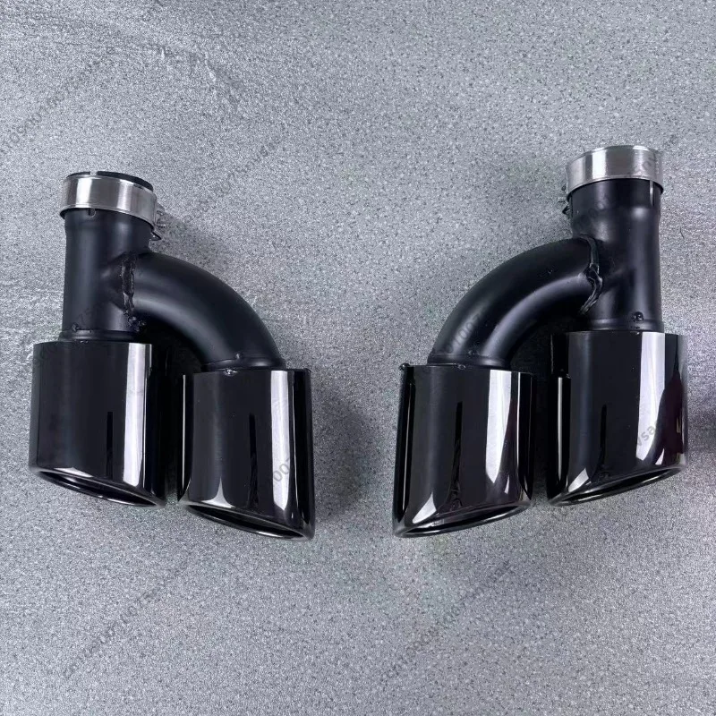 Picture 6: For Audi  A6 A7 C7 2012-2018 To Modify S6 S7 C7 Car Tailpipe Stainless Steel Black Clamp Type Exhaust Pipe Muffler Tip Tuning
