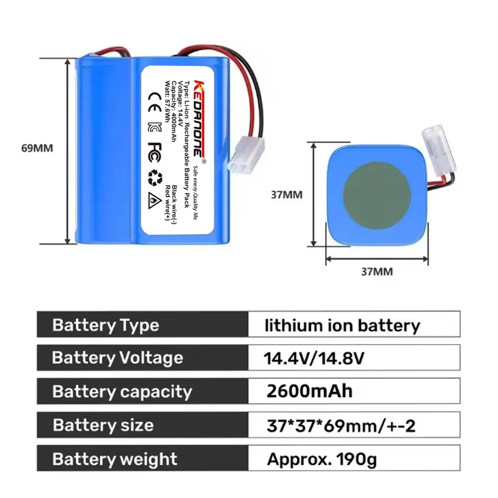 New 14.4V 4000mAh Lithium Ion Battery,Suitable for Xiaomi Robot Vacuum Mop Essential G1 (SKV4136GL) (MJSTG1) Robot Vacuum Cleane