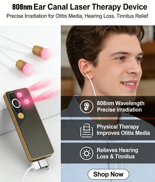 Target Otitis Media and Tinnitus with 808nm Laser, Non-Invasive Physical Therapy for Hearing Support, Portable Home Device