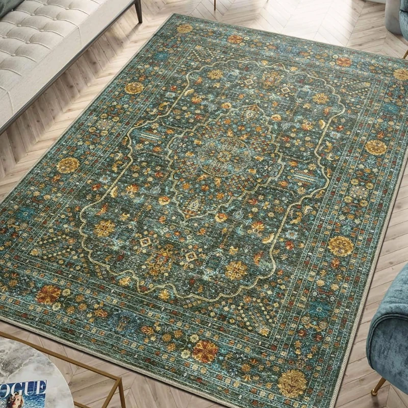 Bild 5: Wohnzimmerteppich im böhmischen Stil, große Fläche, geometrisches Muster, Schlafzimmerteppiche, ethnische Elemente, leichte Luxus-Couchtischmatten, Tapis