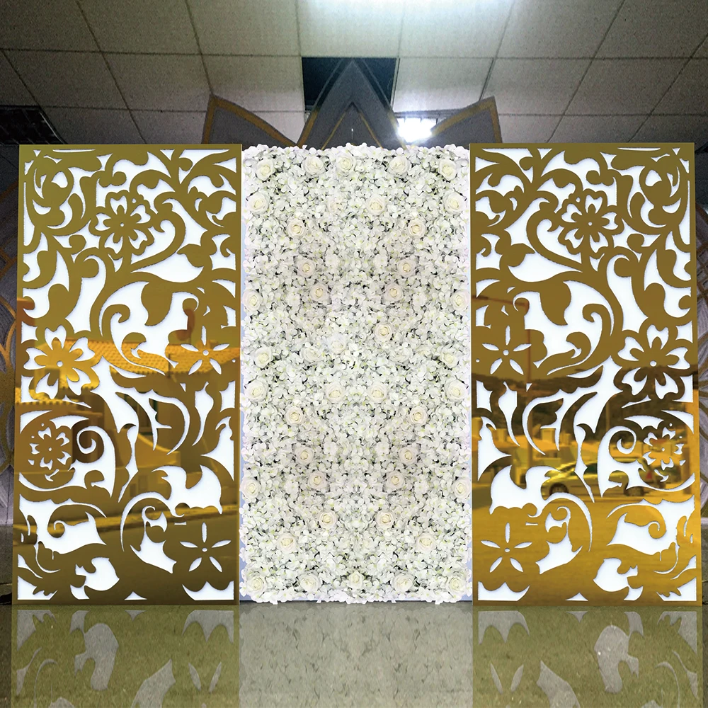 

Fancy Rectangle Frame Flower Patterns Panel Gold And Silver In Available Wedding Backdrop For Event Decor.