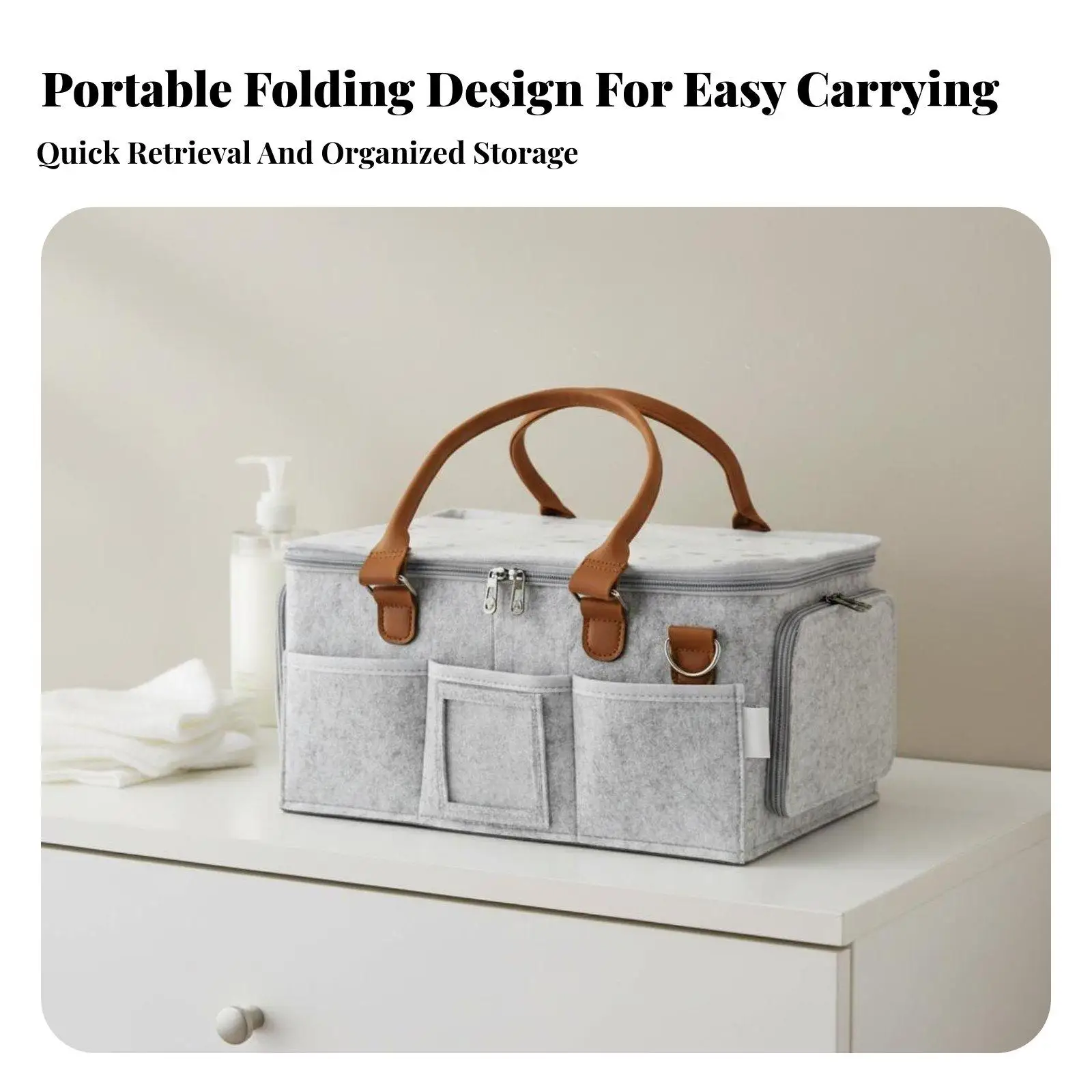 Textile Diaper Organizer Foldable Infant Diaper Organizer Lightweight Parent Bag Organizer for New Parents, Expectant Parents,