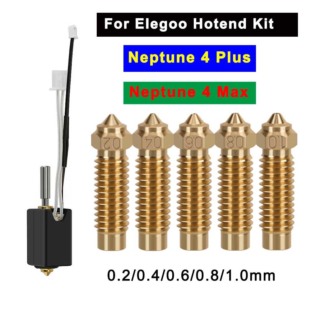 

Латунное сопло для Elegoo Neptune 4 Max, Neptune 4 Plus Hotend нагревательная труба 20 В 80 Вт 320 ℃ Термистор Neptune 4 Plus Hotend Kit