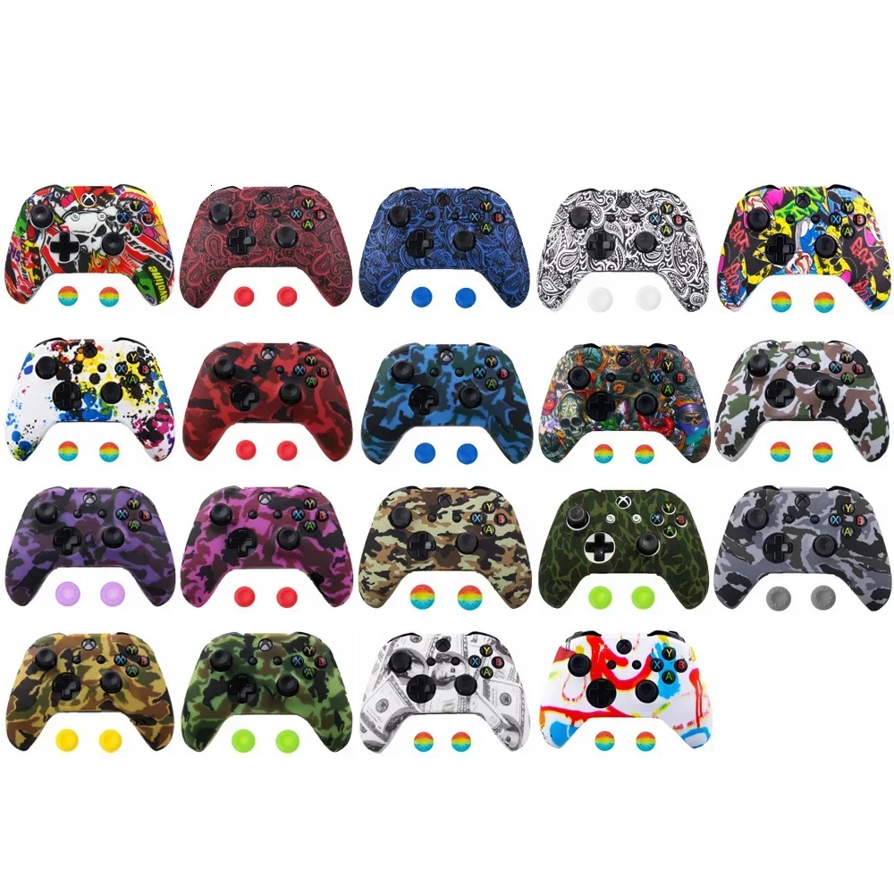 Custodia protettiva in Silicone ZOMTOP per XBox One X S Controller Protector stampa a trasferimento d'acqua Camouflage Cover grip Caps
