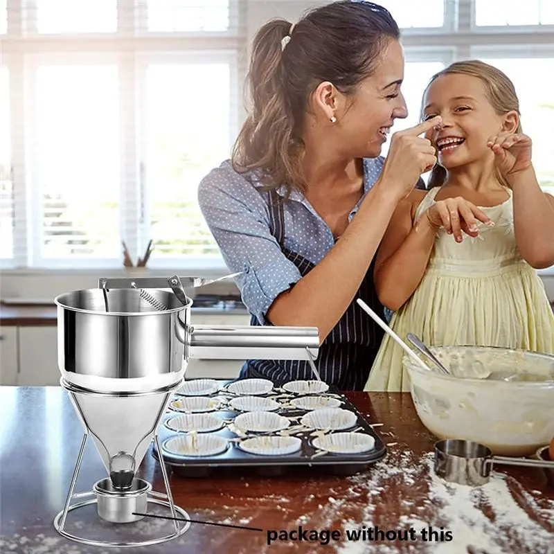 2026 + 1 موزع عجين فطيرة قمع الخبز من الفولاذ المقاوم للصدأ + حامل ثابت مع مجمع العجين