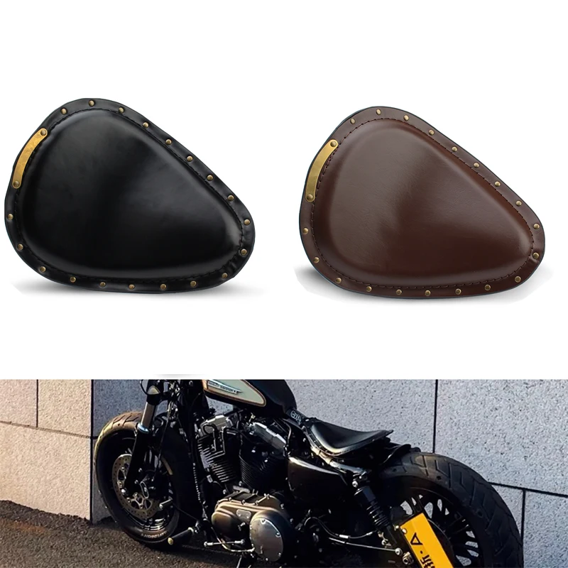 

Motorcycle Solo Driver Seat Leather Cushion with Seatbase Spring Bracket Kits Replacement for Harley Davidson Sportster XL 1200