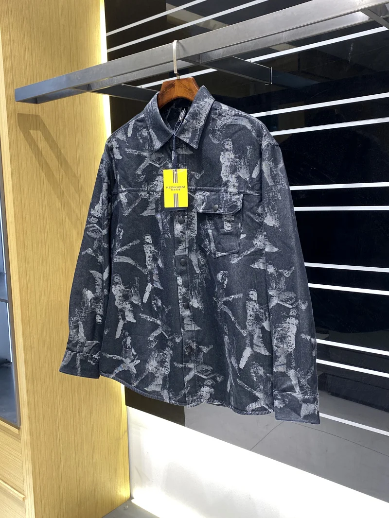   Męska kurtka robocza irt Jaet, lekka, z kołnierzykiem, kontrastowy nadruk, mieszanka bawełny i poliestru, odzież wierzchnia na jesień.