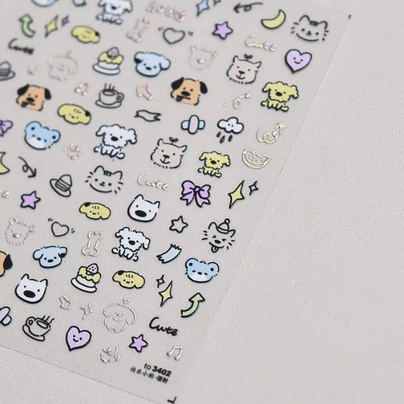 Graffiti Puppy Nail Stickers New Cute Ins Style Mobile Phone Case Diy Decals Cartoon Fun Graffiti Dog Stickers