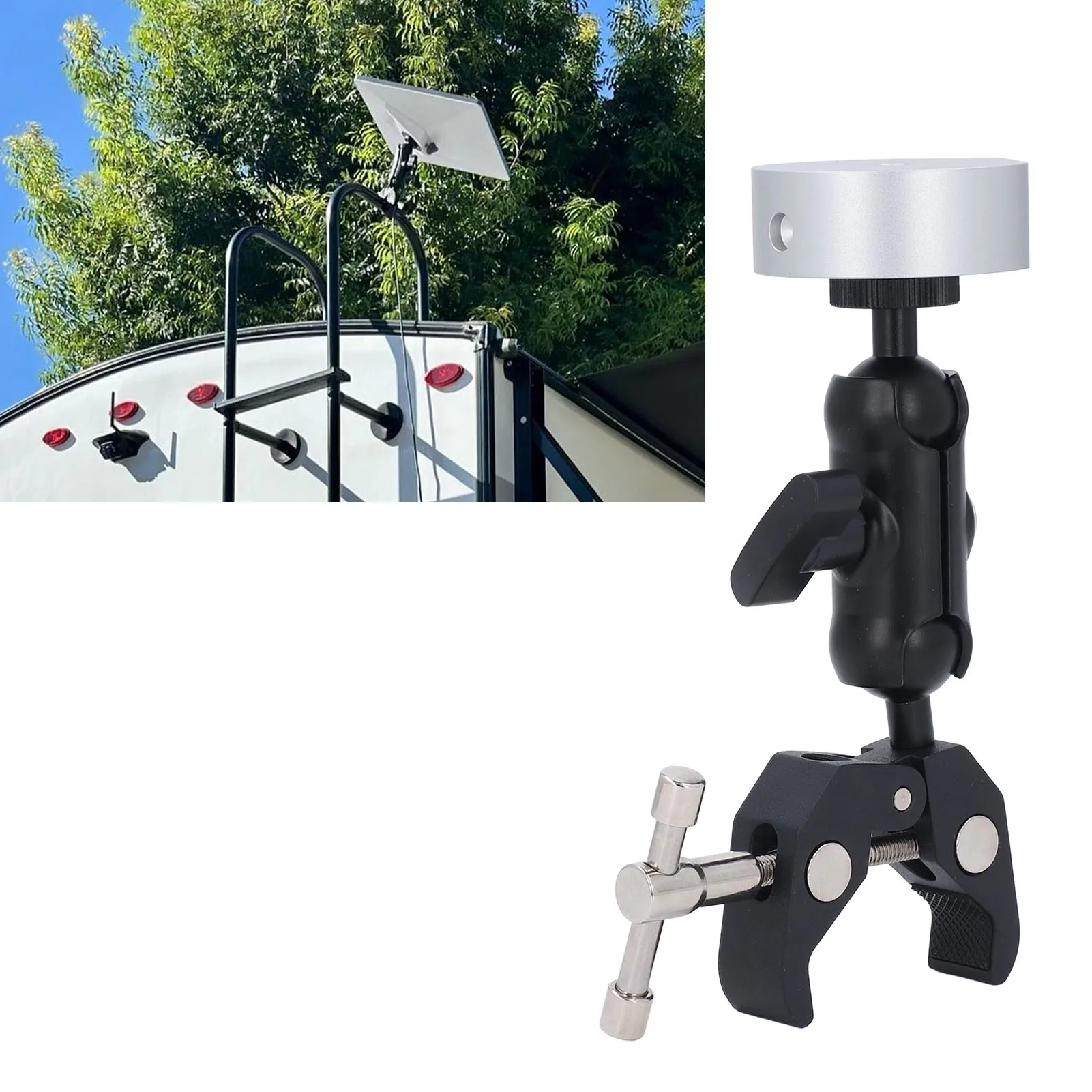 

Крепление для лестницы Rv для мини-двойной шаровой головки, прочный зажим, многофункциональное регулируемое зажимное крепление для прицепа RV Yacht