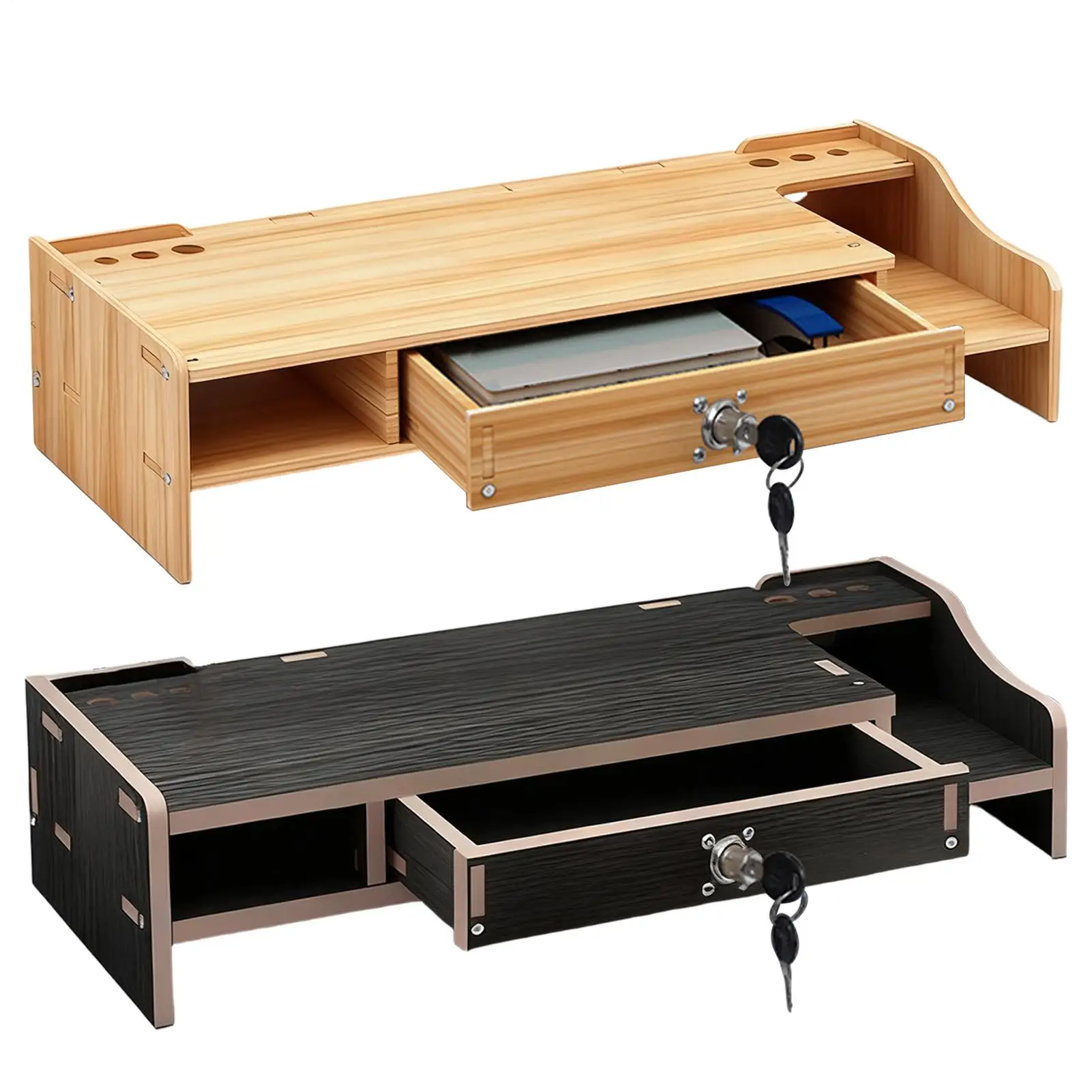 Monitor Riser Wooden Desktop Organizer Shelf Organizer Stand For Computer For Laptop Printer PC TV Screen Pen Home Dorm Hotel