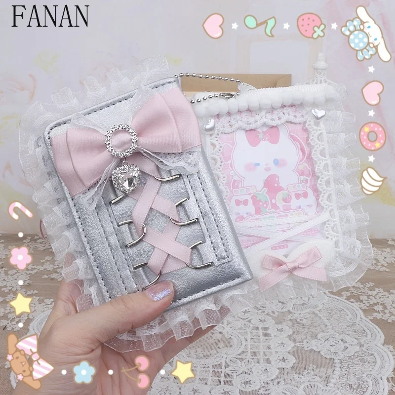 

Женские кошельки ручной работы в стиле Лолиты, милая милая кружевная бейка, держатель для карт, кулон, бант, маленький кошелек для девочек