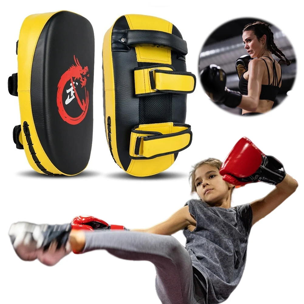 بو الجلود الملاكمة MMA منصات الهدف منحني ركلة درع عدم الانزلاق مقبض اللكم المجاذيف حزام قابل للتعديل للتدريب فنون الدفاع عن النفس