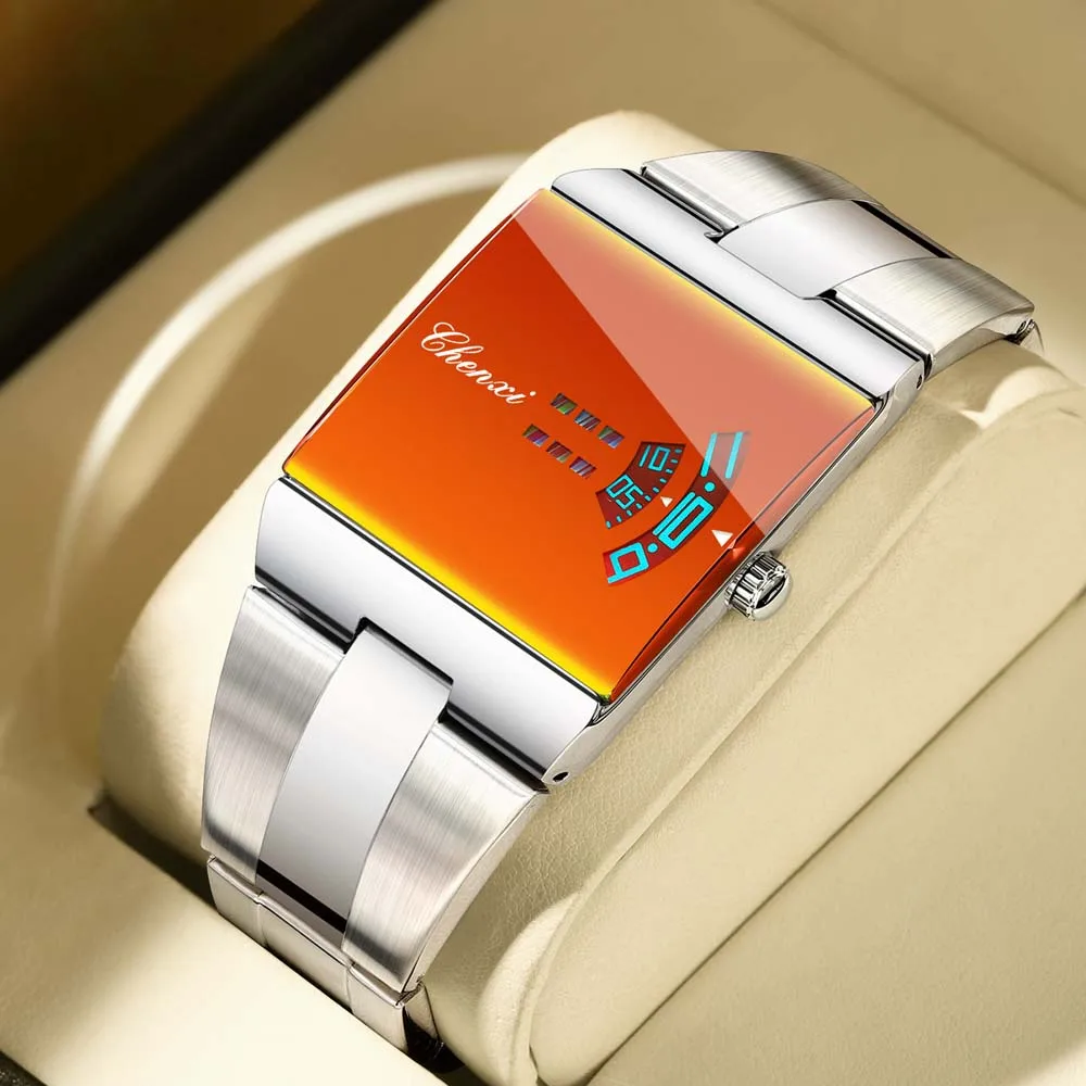 CHENXI New Digital Quartz Watch Trendy Men's Watch Ultra-Thin Water-Resistant Stylish Quartz Men's Watch Square Men's Wristwatch