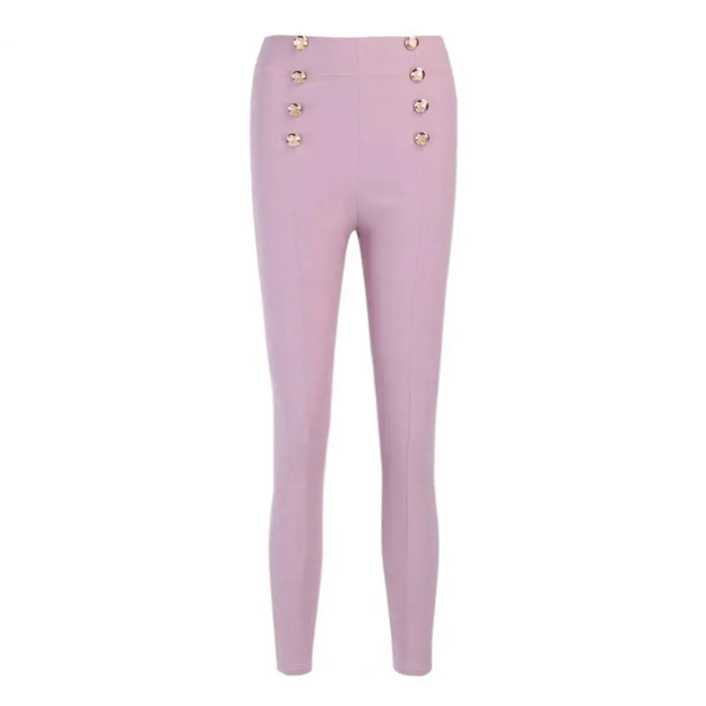 Pantalones elegantes de cintura alta para mujer, pantalón ajustado de Color sólido, ropa elegante para trajes, Color sólido, cintura alta