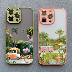 Coconut Tree Phone Case For iPhone 11 12 13 14 15 Pro Max Mini 17 16 Pro Max X XR XS 14 15 Plus Summer Scenery Shockproof Cover