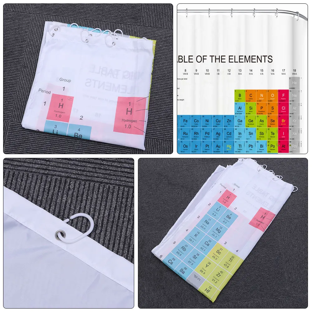 

Shower Curtain Bathroom Decoration Waterproof Periodic Table Polyester Fabric Bathtub
