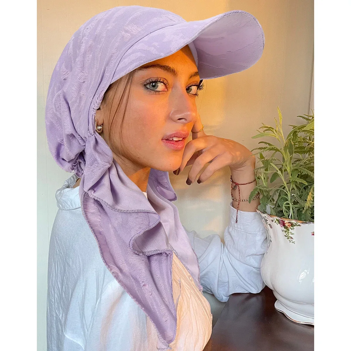 Sommer Frauen Baseball Kappe Visier Hijab Vorgebunden Hut Turban Muslimischen Kopftuch Motorhaube Lange Schwanz Bandanas Chemo Caps Turbante mujer