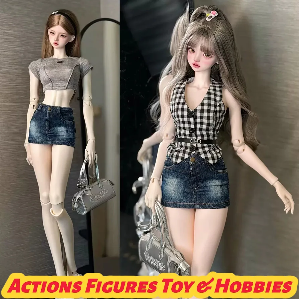 

【High Quality】1/3 Scale Female Denim Mini Skirt Hips Wrapped Skirt for 3-point BJD Dolls