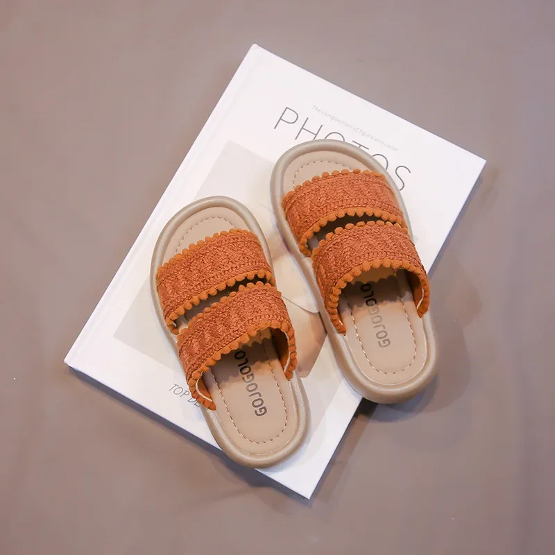 Zapatillas de playa para niños y niñas, zapatos antideslizantes de estilo étnico con punta abierta, informales, a la moda, para exteriores