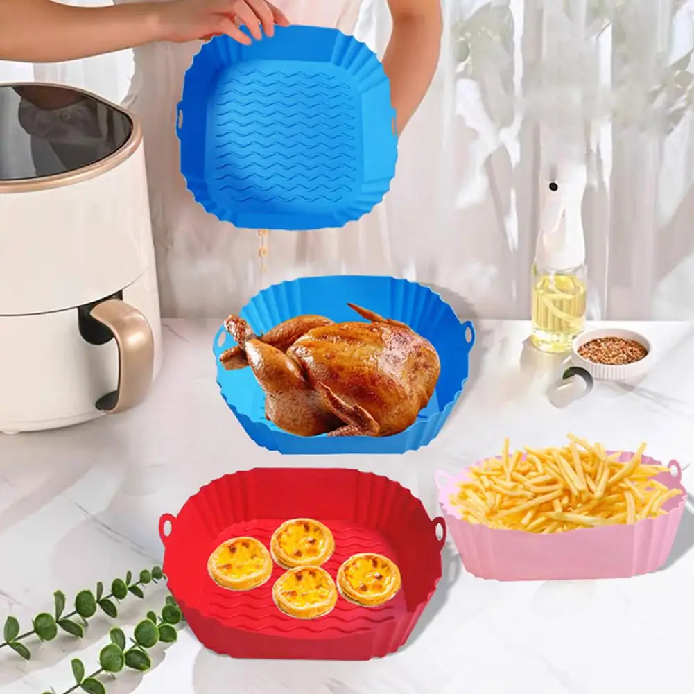 Airfryer سلة سيليكون صينية الخبز قالب من السيليكون القابل لإعادة الاستخدام ل AirFryer البيتزا المقلية سلة الدجاج المقلي بطانات المقلاة الهوائية الملحقات #4
