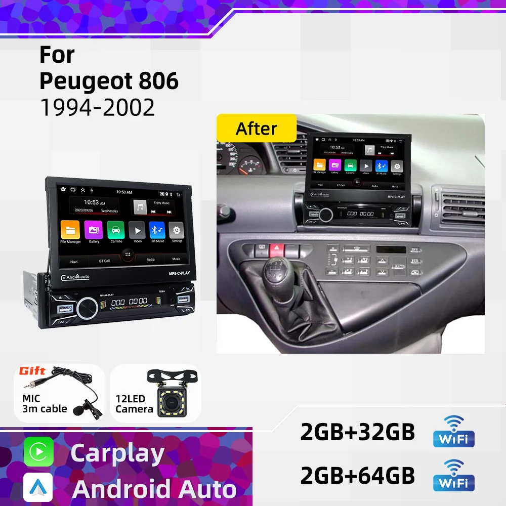 Car Stereo Android for Peugeot 806 1994-2002 1 Din 7