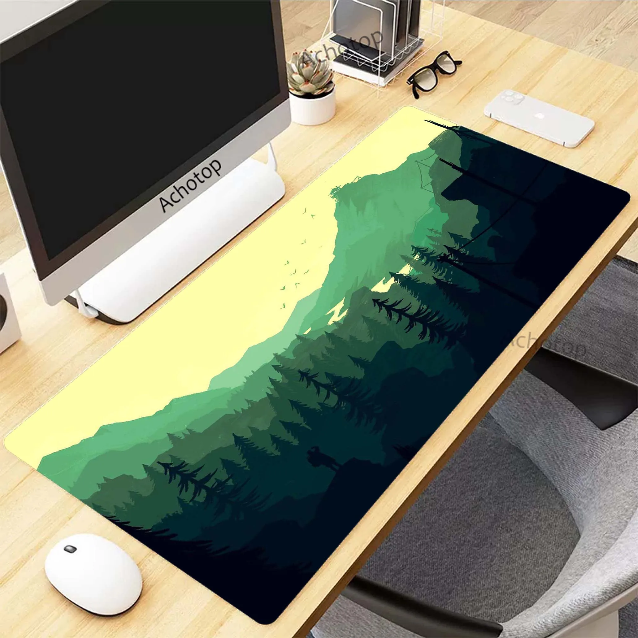 

Firewatch Sunset forest Mousepad Gaming Speed Keyboard Pads Mouse Pad XXXL Rubber Carpet Locked Edge Mouse Mat 900x400mm