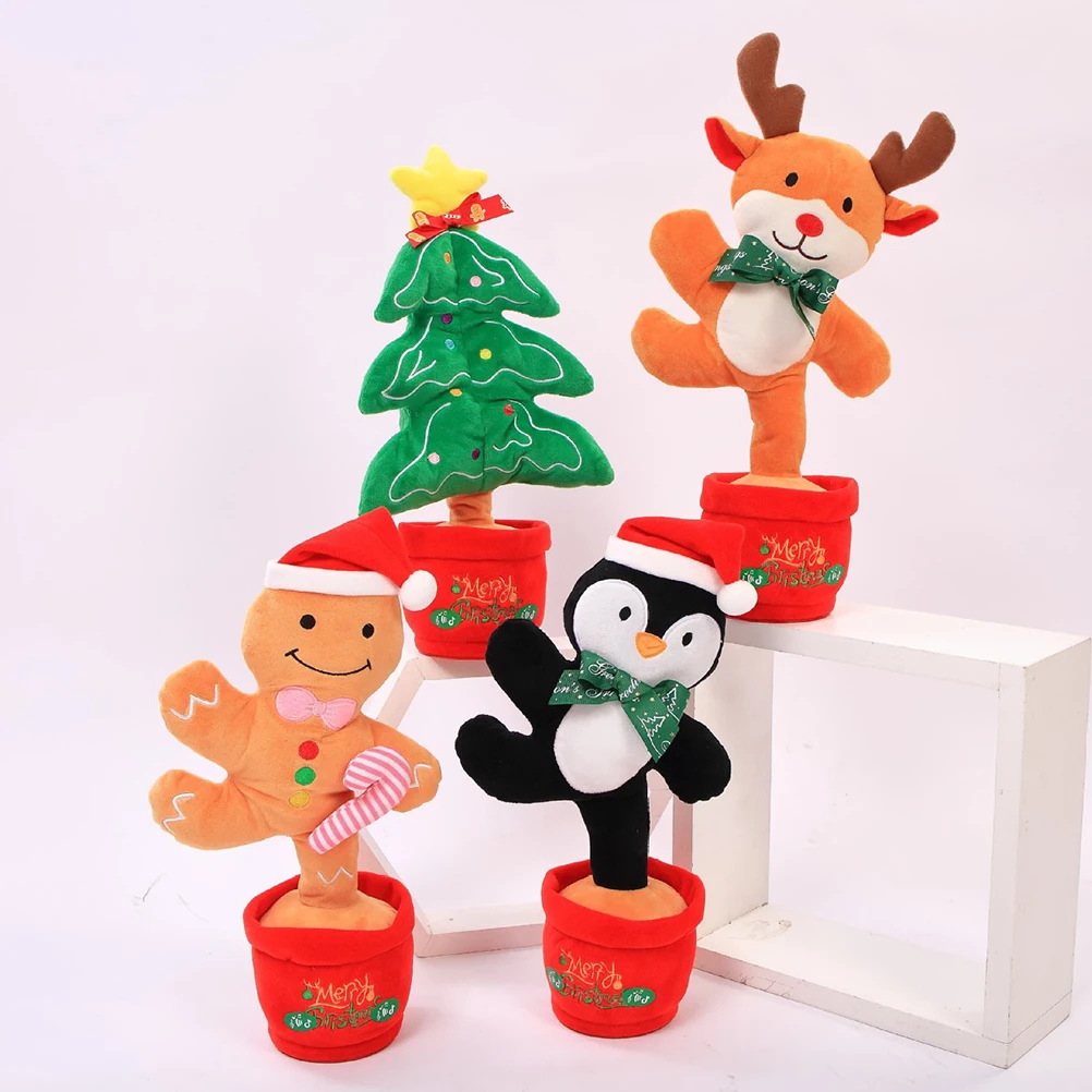 Christmas Dancing Toy Singing talking Plush Toy with Light Christmas Decor Gift singing dancing learning to talk plush toys