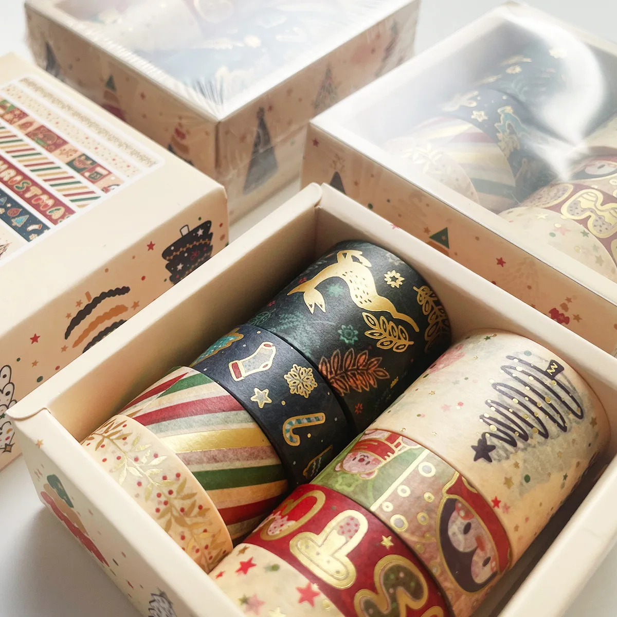 Imagem -04 - Feliz Natal Washi Fitas Conjunto Folha de Ouro Papel Adesivo Fita Adesiva Adesivos para Diário Álbum Decoração A7193 Peças