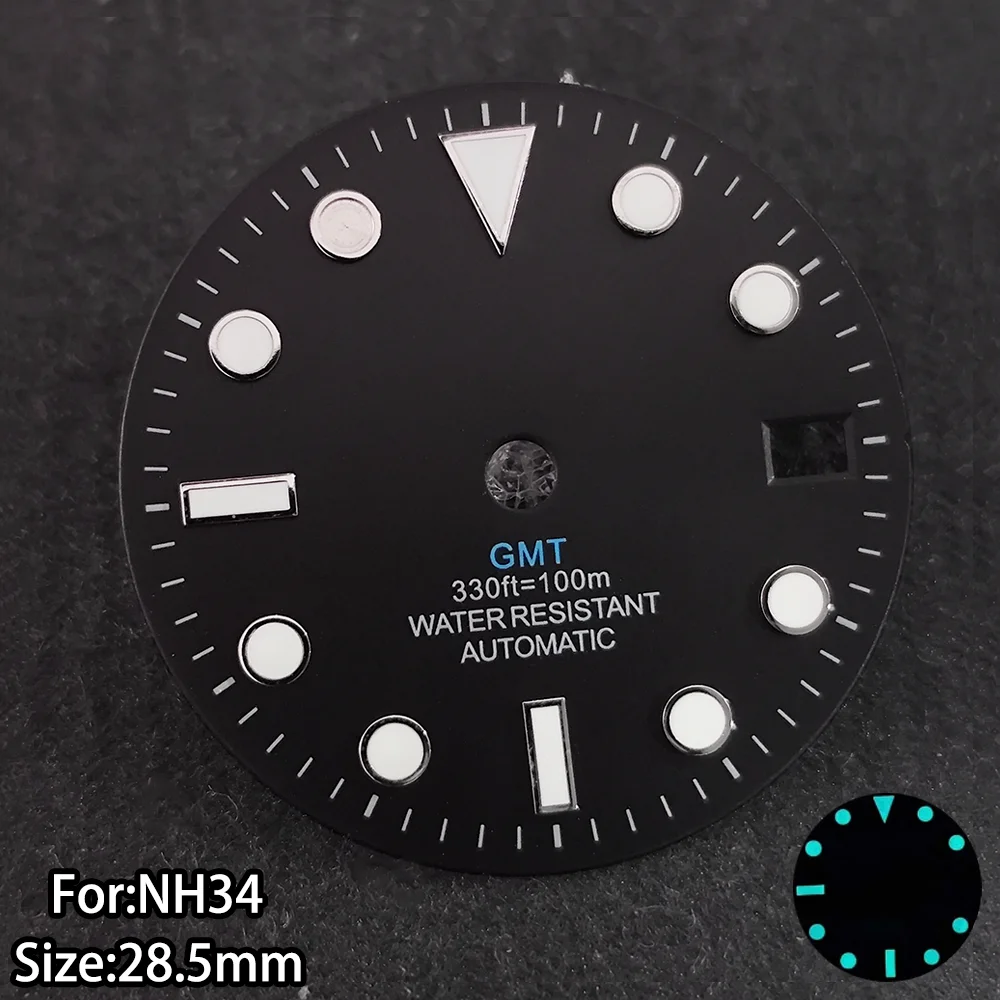 

For NH34 Watch Dial 28.5mm GMT Dials For NH34 Movement Calendar Dial Blue-green Dial For NH34 GMT Hand Watchmaking Parts