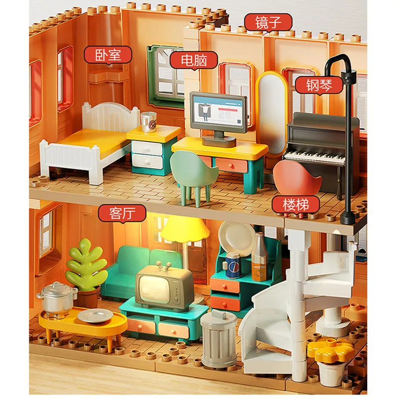 Grands décennie s de Construction, Meubles de Maison, Ustensile de Cuisine d'Nik, Pièces de Piano pour Chambre à Coucher, Baignoire, Jouets Compatibles Duploeed, Cadeau pour Enfant