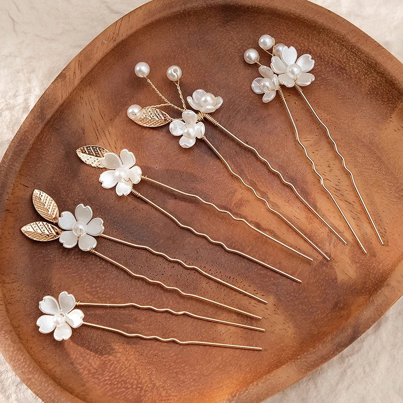 5pcs/pack Flower Clip Wedding Hairpin Exquisite Wedding Hair Jewelry Bridal Accessories Women Hair Strap Pearl Wedding Hair Comb