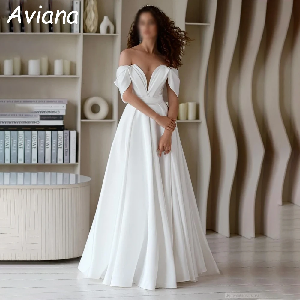 

Customized Elegant Long A-Line Wedding Dresses Off the Shoulder Bride Floor-Length Gowns Illusion Covered Back Sweep Train 2025