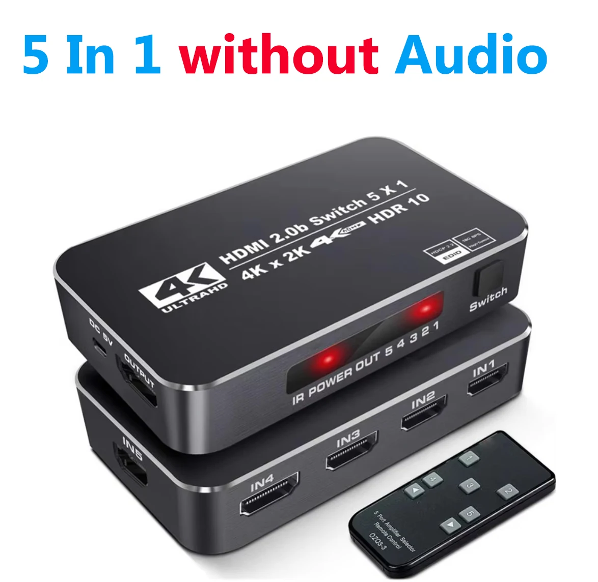 Przełącznik HDMI 4K z dźwiękiem 4K 60 Hz Przełącznik HDMI 2.0 5 wejść 1 wyjście HDMI 4 wejścia 1 wyjście HDMI HDR Przełącznik audio dla PS5 PS4 Xbox — zdjęcie 6