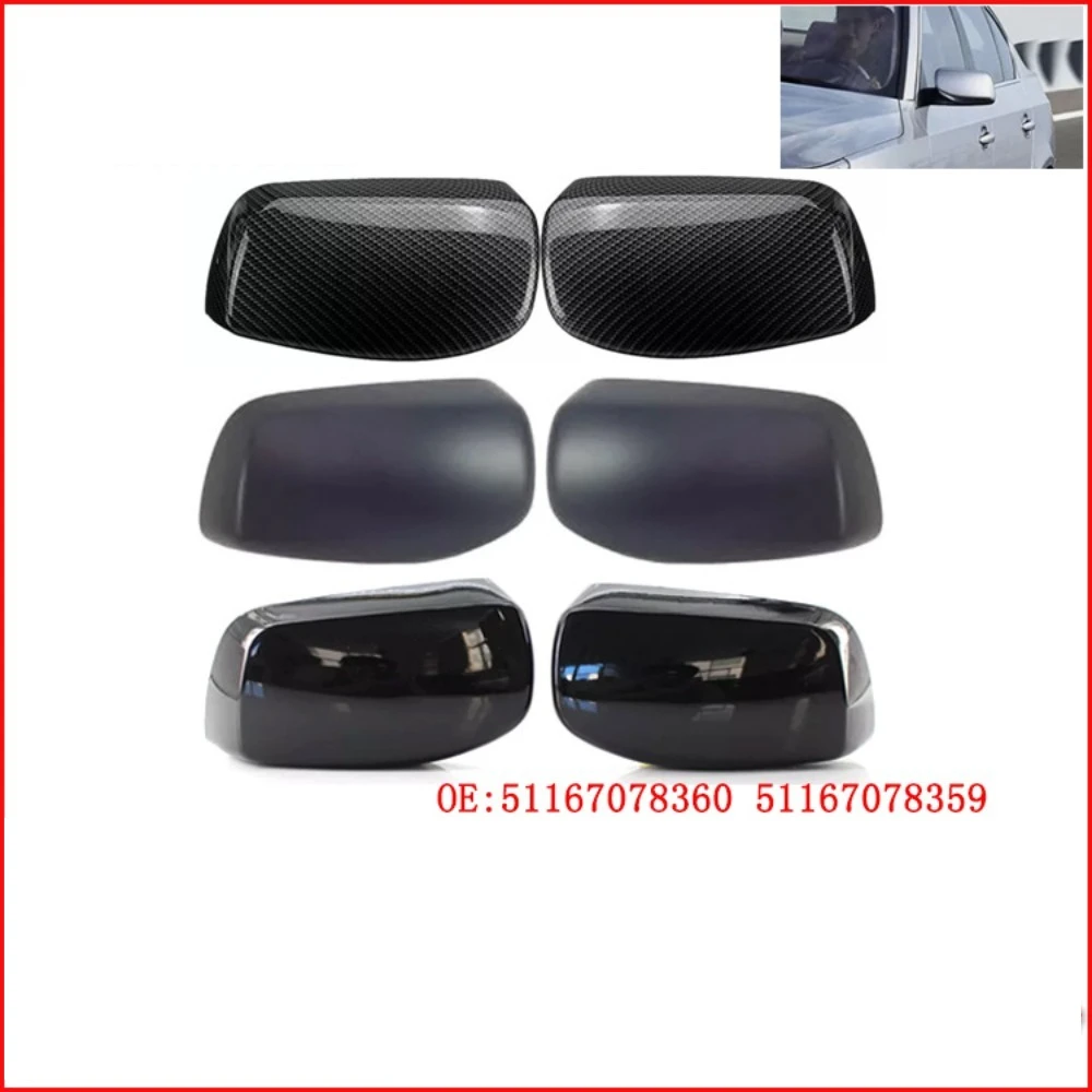 Carbon Fiber Bright black Side Rearview Mirror Cover For BMW 5 Series E60 E61 525i 528i 528xi 530i 530d 2004-2007