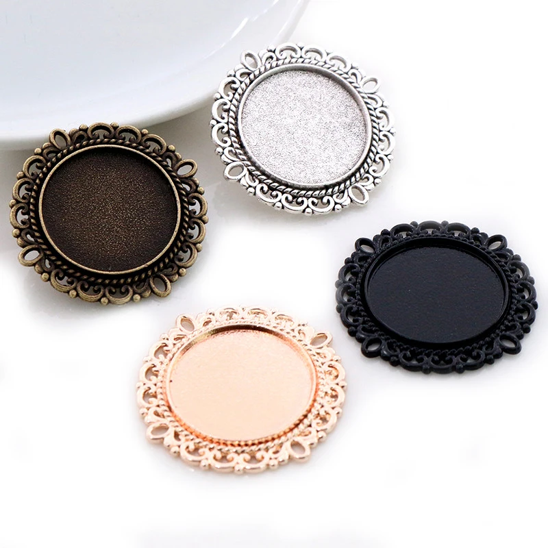 10pcs 20mm Inner Size Antique Silver Plated Bronze Rose Gold Black Classic Style Cabochon Base Setting Charms Pendant