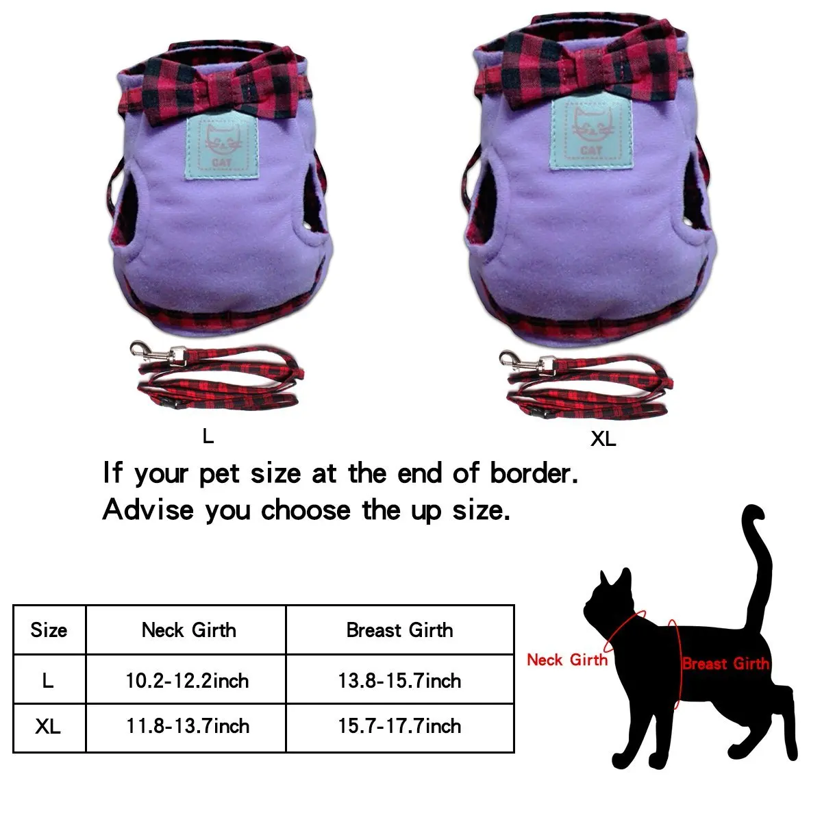 

Adjustable Mesh Harness Vest With Bowknot Cats Vest Harness And Leash Cats Size L (Purple)