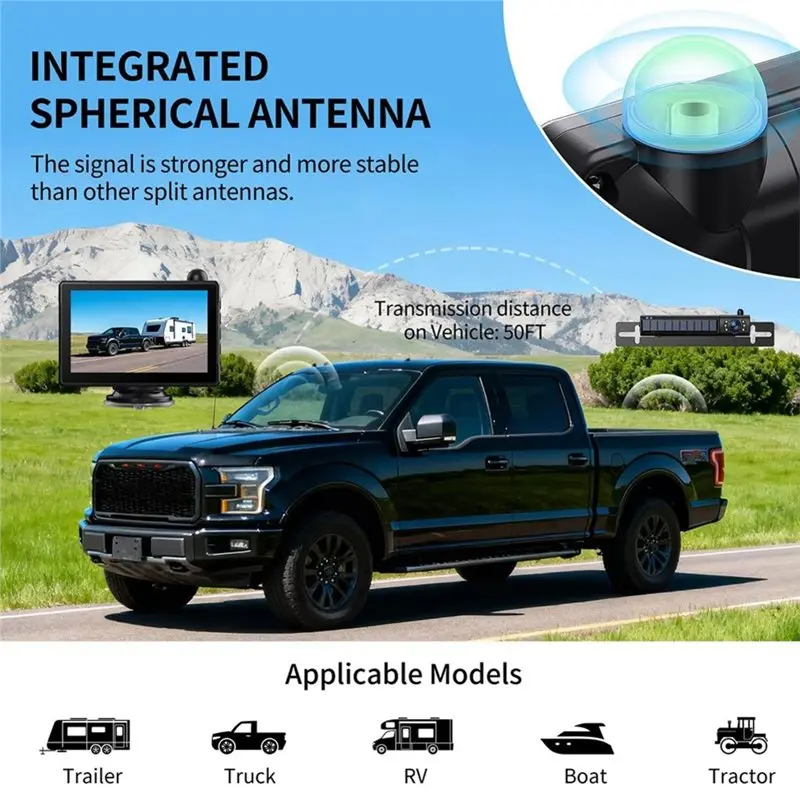 Gift For Her HD 1080P Solar Powered Wireless Backup Camera System For Car, 5